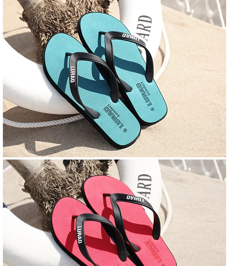 Men Flip Flops Summer Non-slip Outdoor Sandals Slippers Casual Rubber Beach Shoes Trend Wearproof Comfortable Fashion Antistatic
