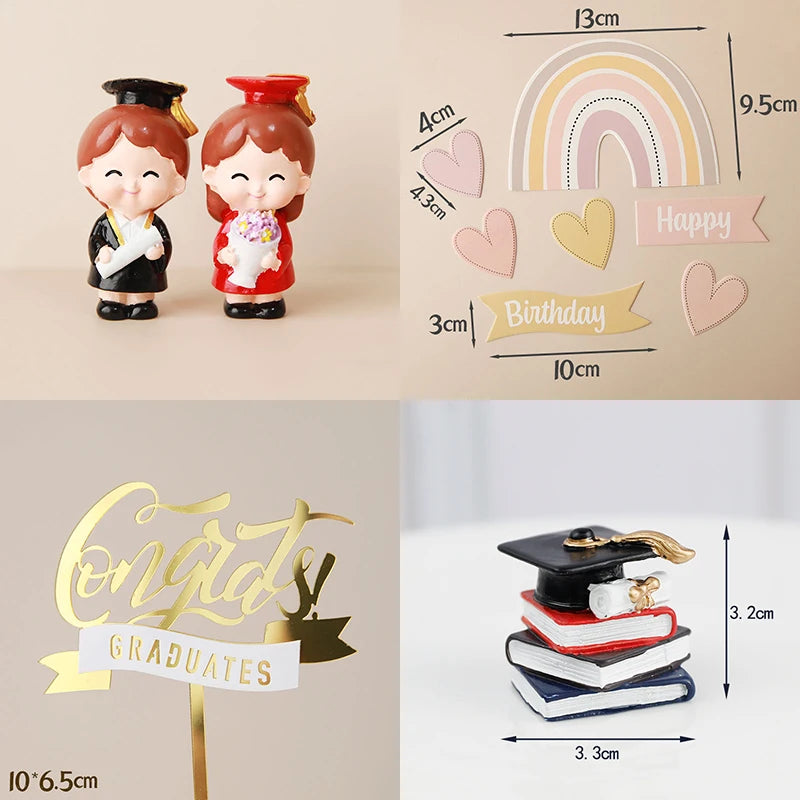Graduation Theme Doctor Doll  Cake Topper I Did It Happy Bachelor Graduation Party Decoration Cake Decoration Party Supplies