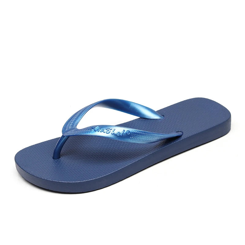 EOFK Women Flip Flops Summer New Outside Slippers PVC Soft Shoes Casual Shinny Pear Color Beach Plus Size 45 Flat with Solid