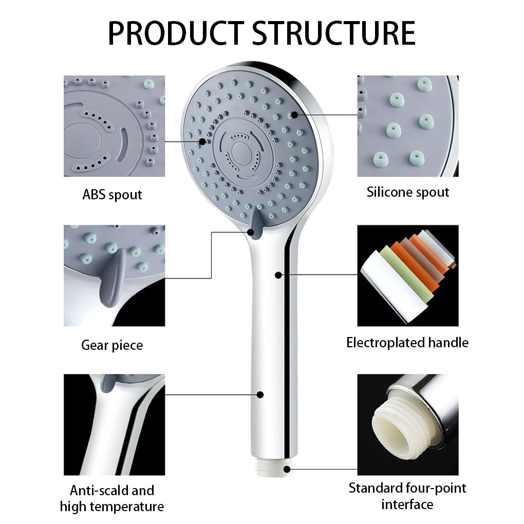 Bathroom Sprayer Shower Jetting Shower Head Water Saving Handheld Adjustable 5 Modes SPA Shower Bath Head Bathroom Accessories