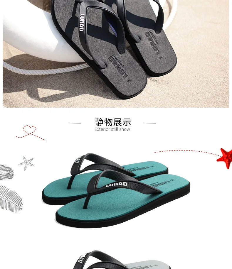 Men Flip Flops Summer Non-slip Outdoor Sandals Slippers Casual Rubber Beach Shoes Trend Wearproof Comfortable Fashion Antistatic