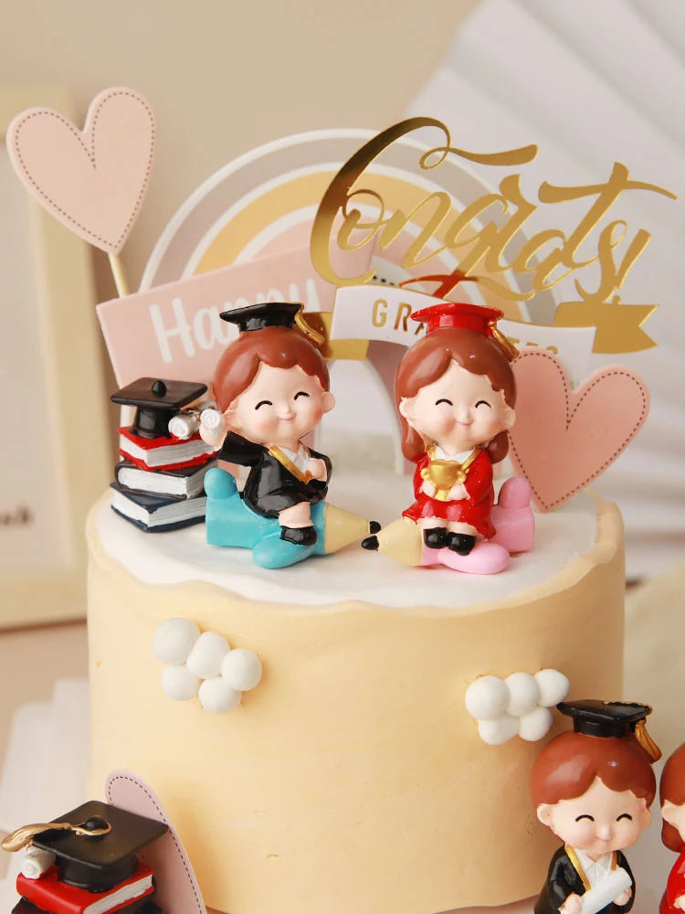 Graduation Theme Doctor Doll  Cake Topper I Did It Happy Bachelor Graduation Party Decoration Cake Decoration Party Supplies