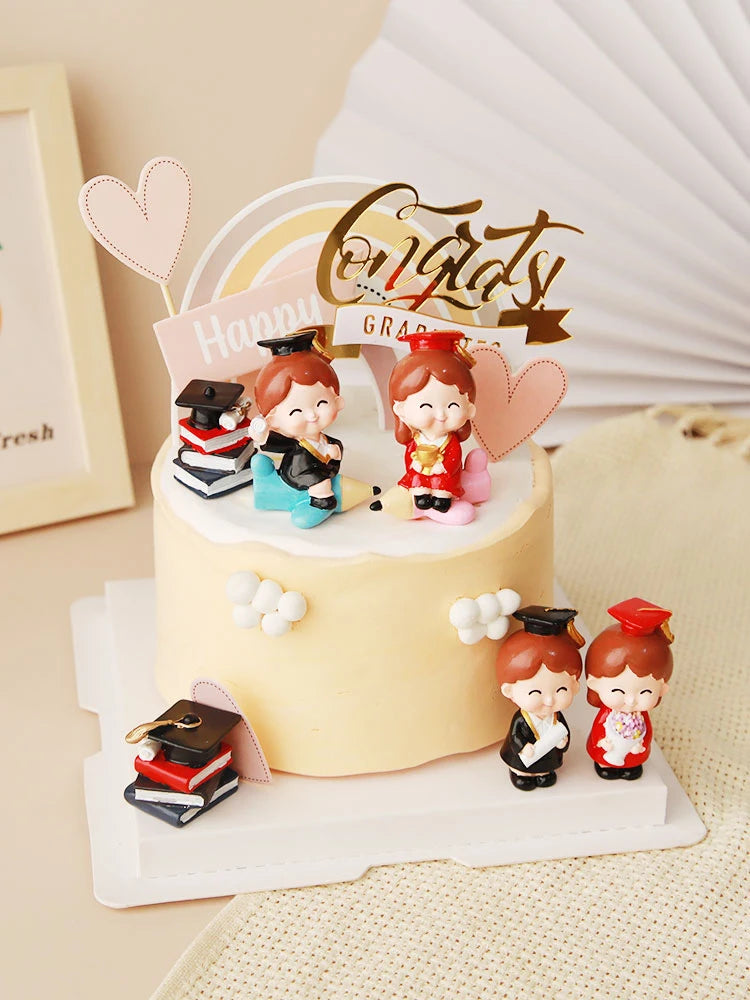 Graduation Theme Doctor Doll  Cake Topper I Did It Happy Bachelor Graduation Party Decoration Cake Decoration Party Supplies