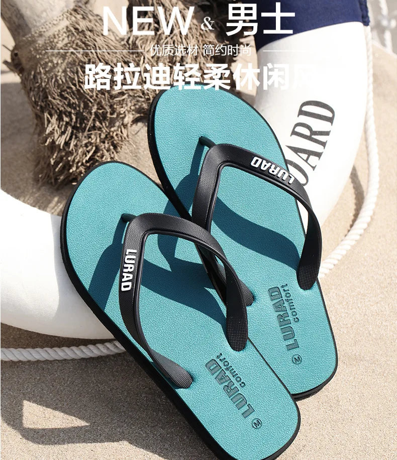 Men Flip Flops Summer Non-slip Outdoor Sandals Slippers Casual Rubber Beach Shoes Trend Wearproof Comfortable Fashion Antistatic
