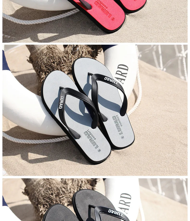 Men Flip Flops Summer Non-slip Outdoor Sandals Slippers Casual Rubber Beach Shoes Trend Wearproof Comfortable Fashion Antistatic