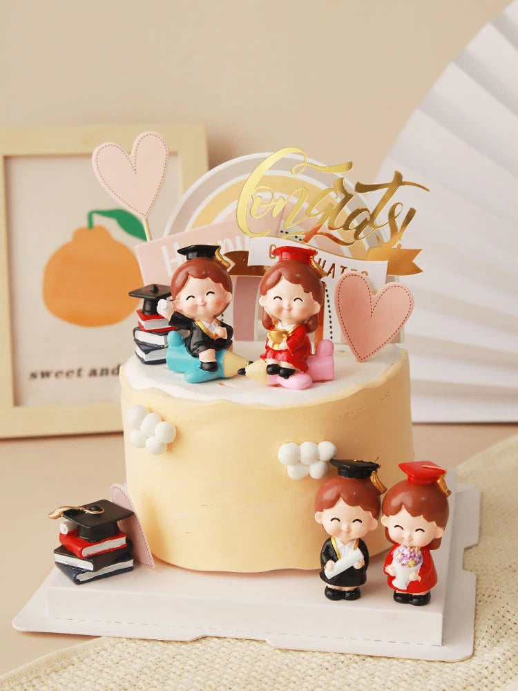 Graduation Theme Doctor Doll  Cake Topper I Did It Happy Bachelor Graduation Party Decoration Cake Decoration Party Supplies