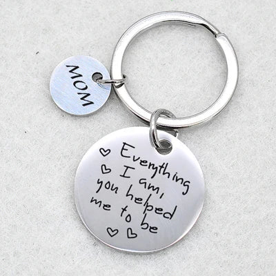 Mom Keychain -Gift For Mom / Dad -Everything I Am You Helped Me To Be Keyring Mother Of The Bride Mother's Day Gifts
