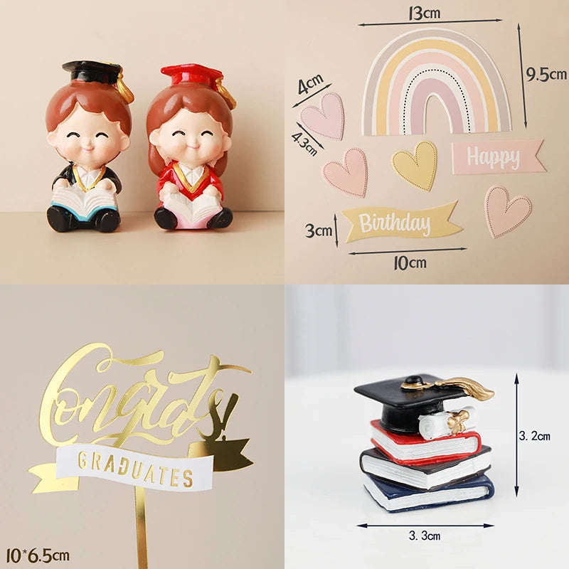 Graduation Theme Doctor Doll  Cake Topper I Did It Happy Bachelor Graduation Party Decoration Cake Decoration Party Supplies