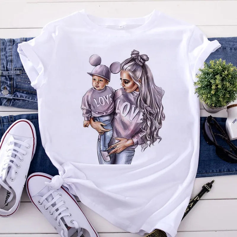 Mom and Men Queen Print Women T-shirt Best Mommy Summer Harajuku O Neck Funny 90S Tops Tee Daughter Casual Clothes,Drop Ship