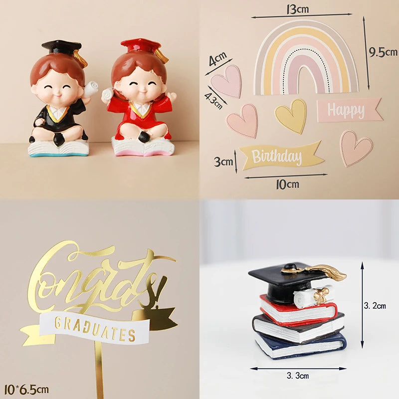 Graduation Theme Doctor Doll  Cake Topper I Did It Happy Bachelor Graduation Party Decoration Cake Decoration Party Supplies