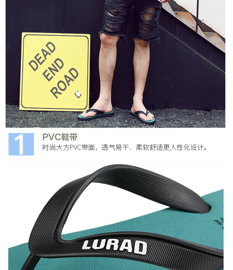 Men Flip Flops Summer Non-slip Outdoor Sandals Slippers Casual Rubber Beach Shoes Trend Wearproof Comfortable Fashion Antistatic
