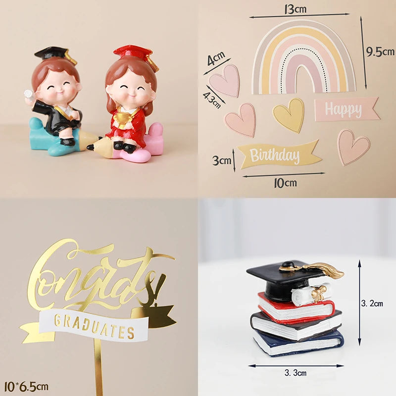 Graduation Theme Doctor Doll  Cake Topper I Did It Happy Bachelor Graduation Party Decoration Cake Decoration Party Supplies