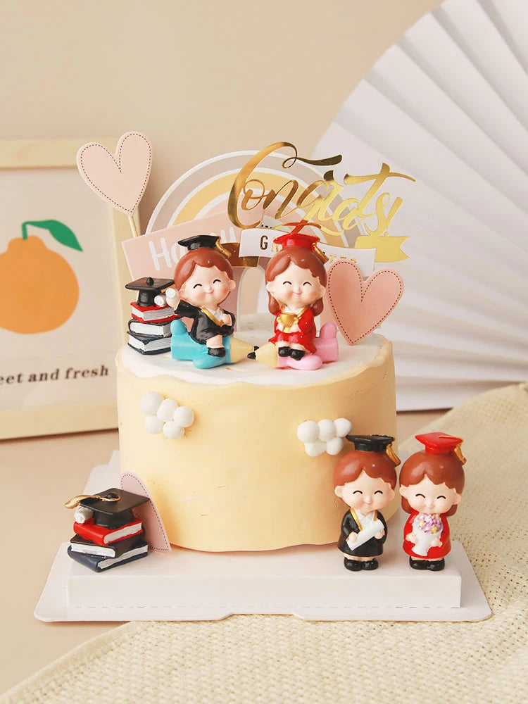 Graduation Theme Doctor Doll  Cake Topper I Did It Happy Bachelor Graduation Party Decoration Cake Decoration Party Supplies