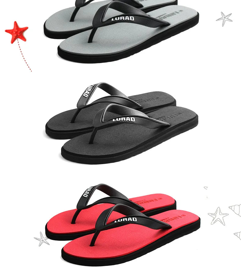 Men Flip Flops Summer Non-slip Outdoor Sandals Slippers Casual Rubber Beach Shoes Trend Wearproof Comfortable Fashion Antistatic