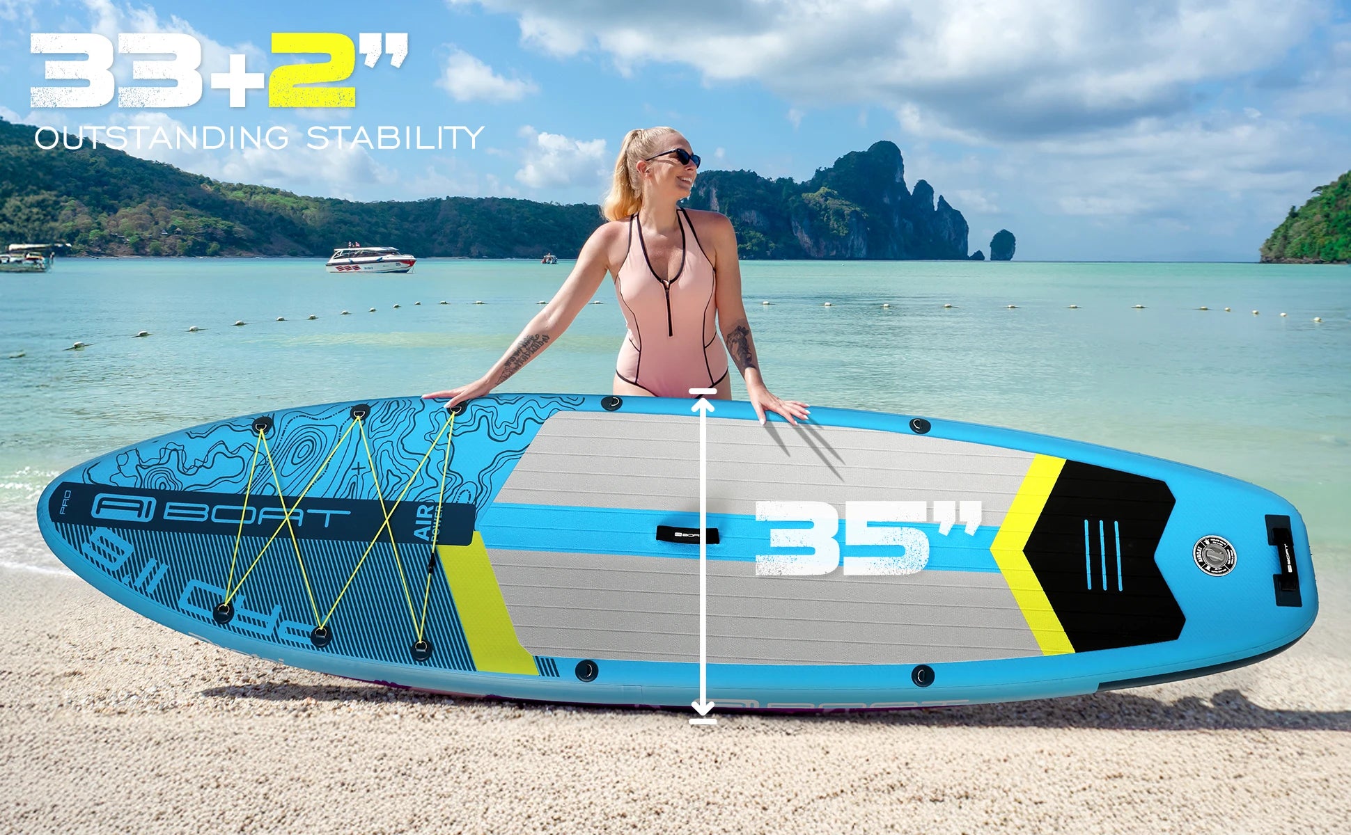 AIBOAT Blue SUP Waterproof Inflatable Paddle Board 11'6''x35''x6'' Adult Standing Style Aquatic Fishing With Accessories SUB