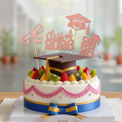 12pcs 2026 Graduation Cake Toppers Graduation Theme Party Picks with Diploma Grad Cap Graduation Party Celebration Decorations