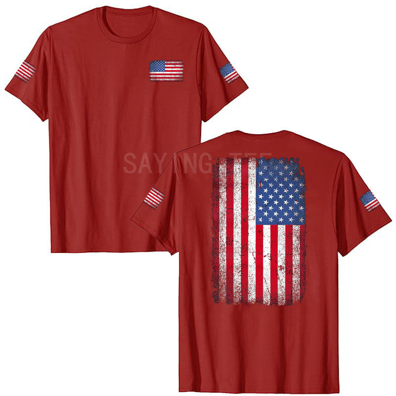 American Flag T-Shirt Men July 4th Patriotic USA Stars and Stripes Tee Defend The Police Sayings Graphic Tee Tops Men Clothing