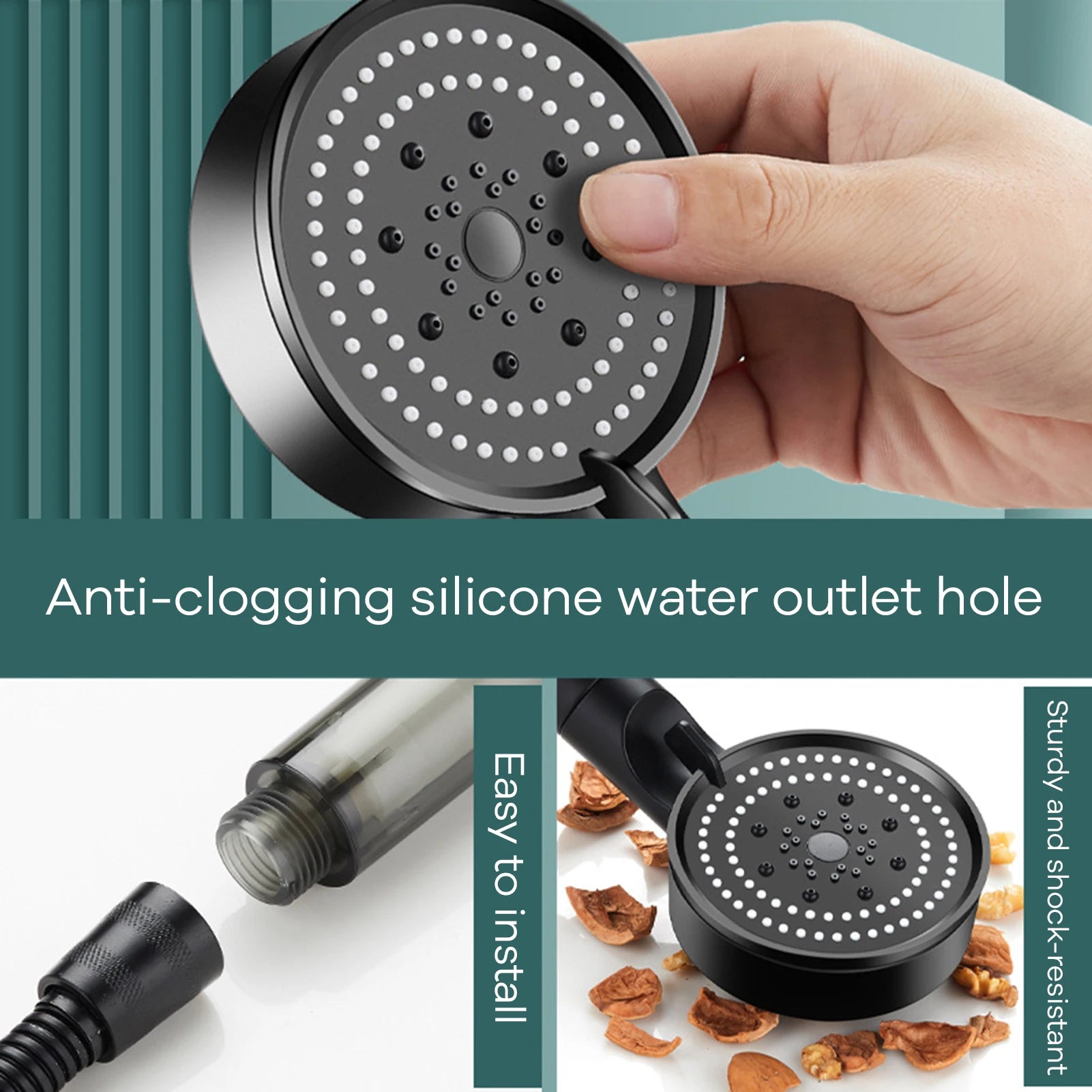 Bathroom Hand Held Shower Head Water Saving  Pressure Shower Device for Cleaning Tile Corner Toilet