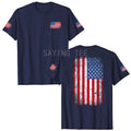 American Flag T-Shirt Men July 4th Patriotic USA Stars and Stripes Tee Defend The Police Sayings Graphic Tee Tops Men Clothing