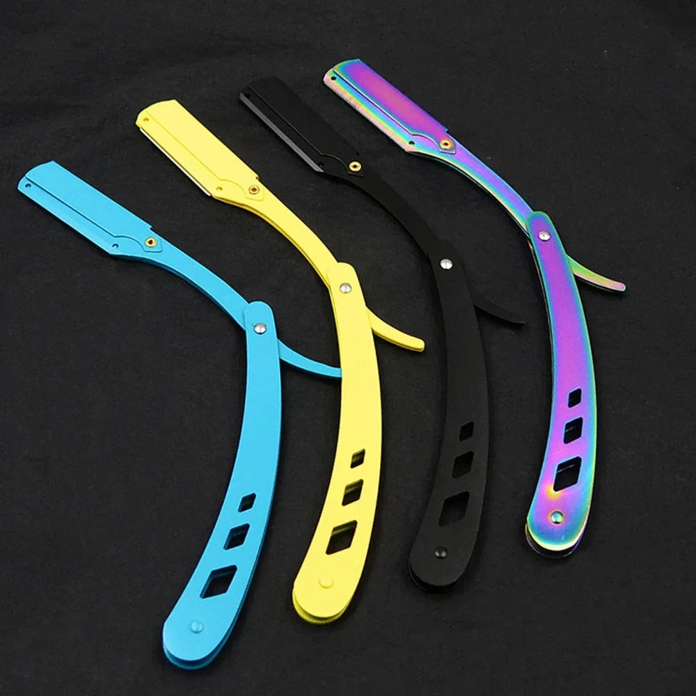 1Pcs Men Shaving Barber Tools Hair Razor and Blades Antique Black Folding Shaving Knife Unisex Hair Removal (Without Blade)