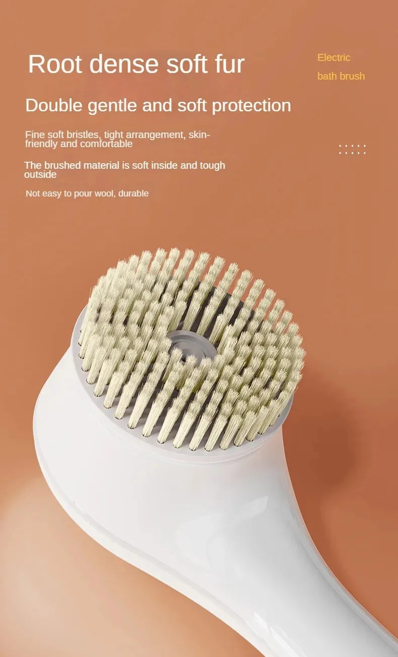 Electric Bath Brush with 6 Replaceable Heads, 360° Rotating Body Scrubber, IPX7 Waterproof, Type-C Rechargeable For Shower