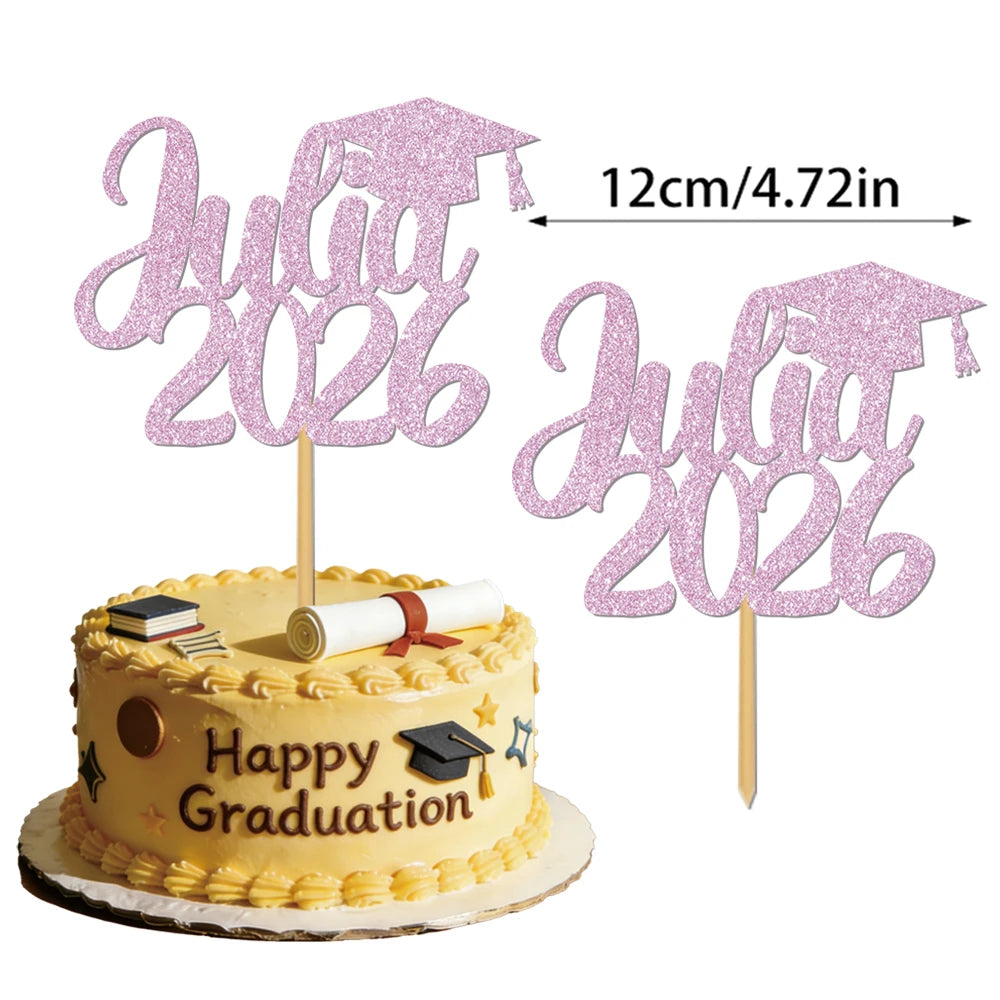 1pcs Customized graduation cake decorations for the Class of 2026, with customizable names, perfect for graduation parties decor