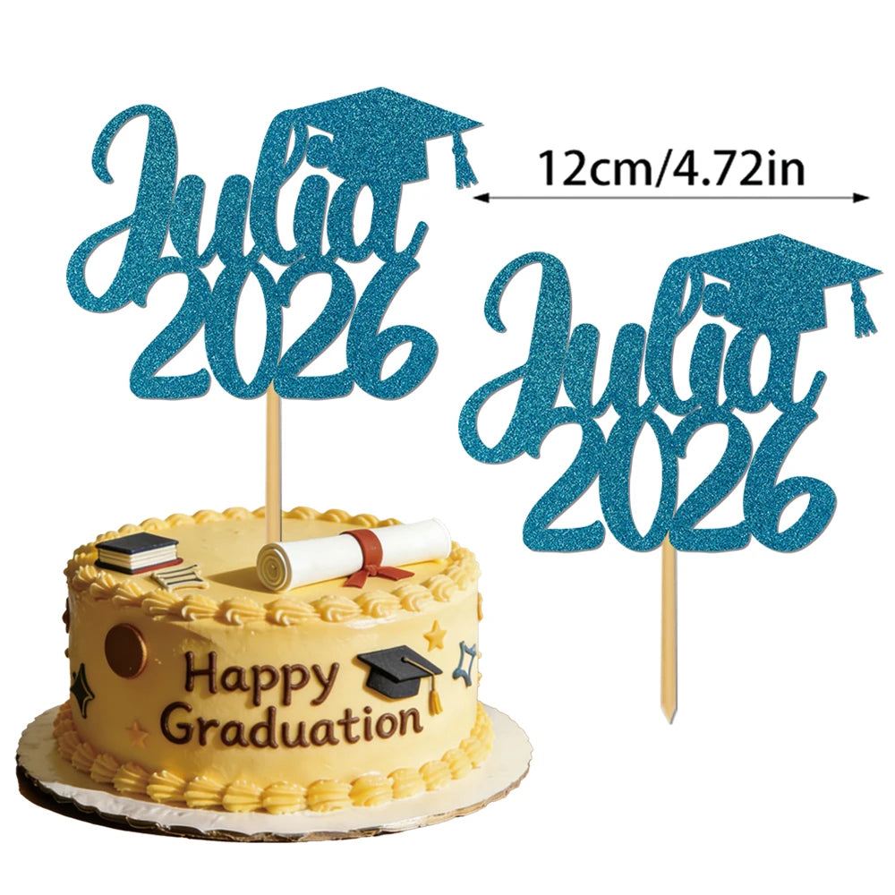 1pcs Customized graduation cake decorations for the Class of 2026, with customizable names, perfect for graduation parties decor