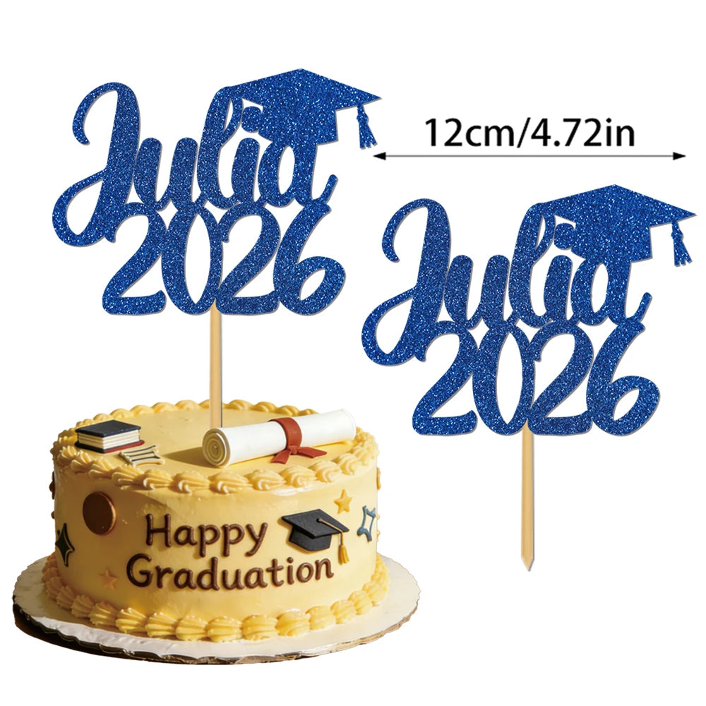 1pcs Customized graduation cake decorations for the Class of 2026, with customizable names, perfect for graduation parties decor