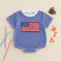 4th of July Baby Boy Outfit American Flag Short Sleeve Waffle Knit Romper Fourth of July Independence Day Bodysuits Clothes