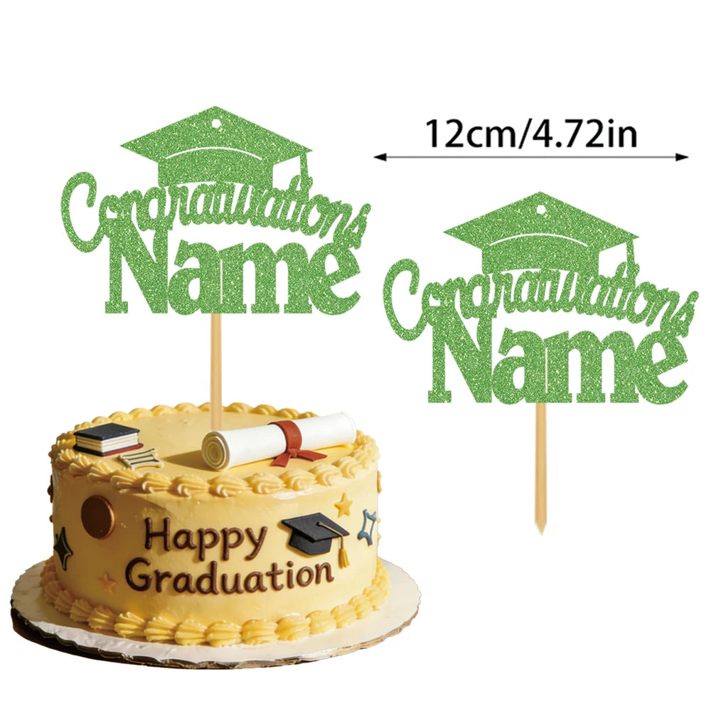 Personalized graduation cake decorations, customizable with your name, are the perfect choice for your 2026 graduation party.