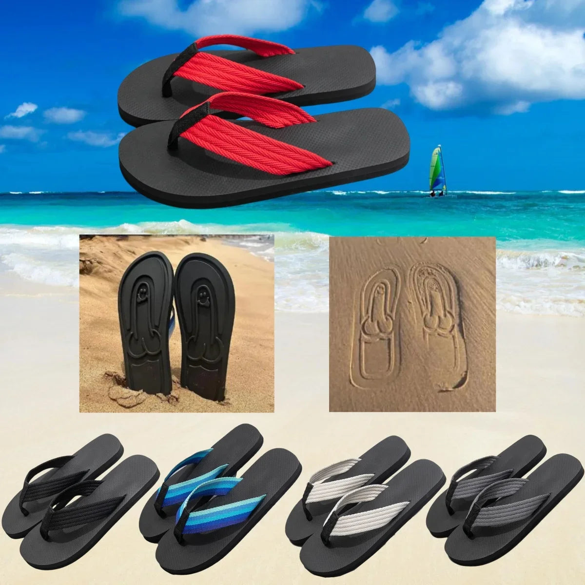 Hidden Penis Flops Spread Hap-Penis Flip Flops Parody Penis Slippers Beach Flip Flops Summer Comfort Non Slip Sandal Quick-Dry