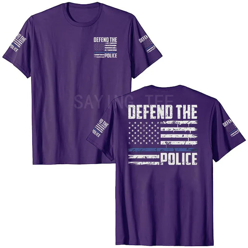 American Flag T-Shirt Men July 4th Patriotic USA Stars and Stripes Tee Defend The Police Sayings Graphic Tee Tops Men Clothing