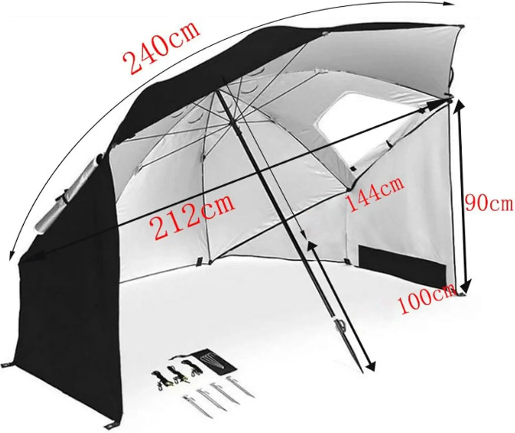 Windproof Beach Umbrella UPF 50+ With Sand Anchor & Tilt Portable Foldable Sunshade For Patio Garden Pool Backyard Lawn Outdoor