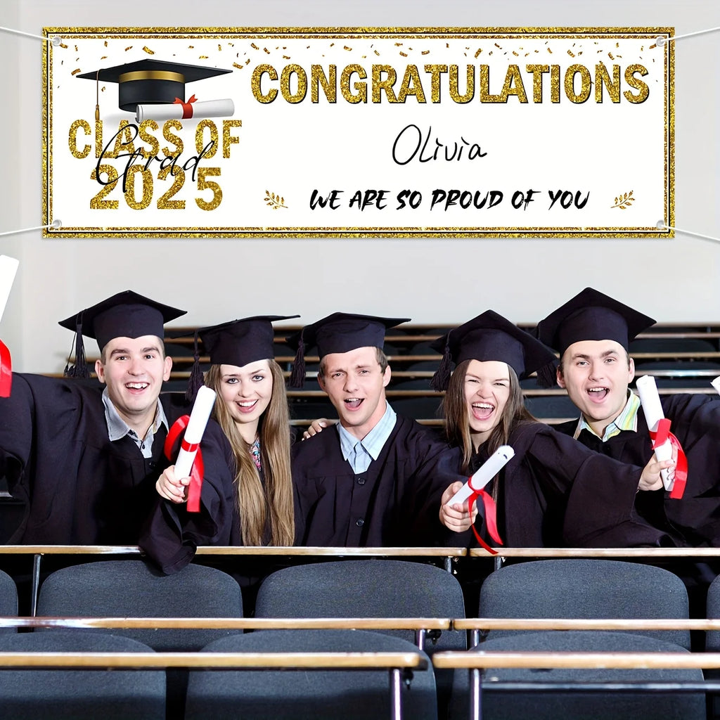 1pcs Graduation Decorats Congratulations Graduate Banner Class of 2025 Personalized Banner Yard Sign You Can DIY Your Name Gifts