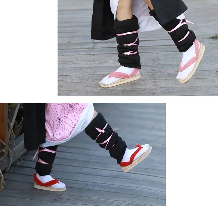 Hot Anime Demon Slayer Kimetsu No Yaiba Cosplay Accessories Kamado Nezuko Cosplay Clogs Kimono Flip-flops Geta Slippers Shoes