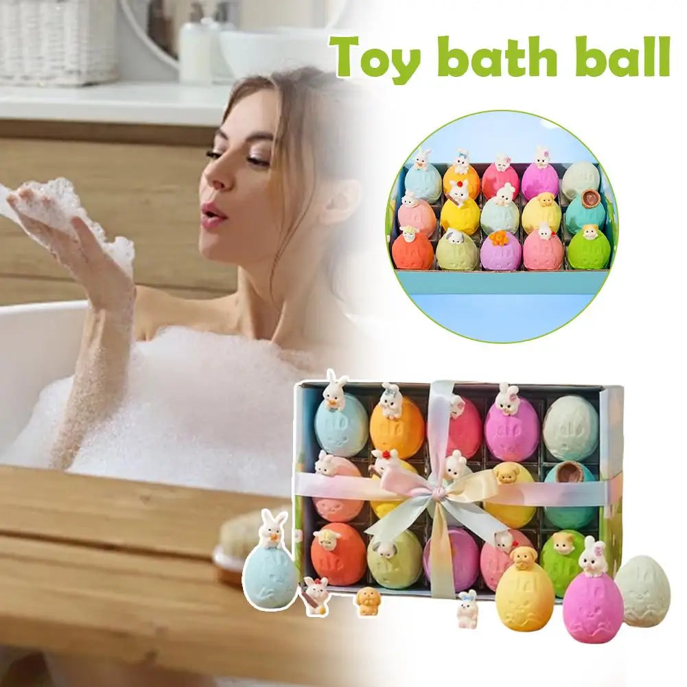 15Pcs/Set Handmade Bubble Bath Bombs Gift Set With Sea Animal Toys Fizzy Bath Salt Balls Gentle Non Irritating For Kids Daily