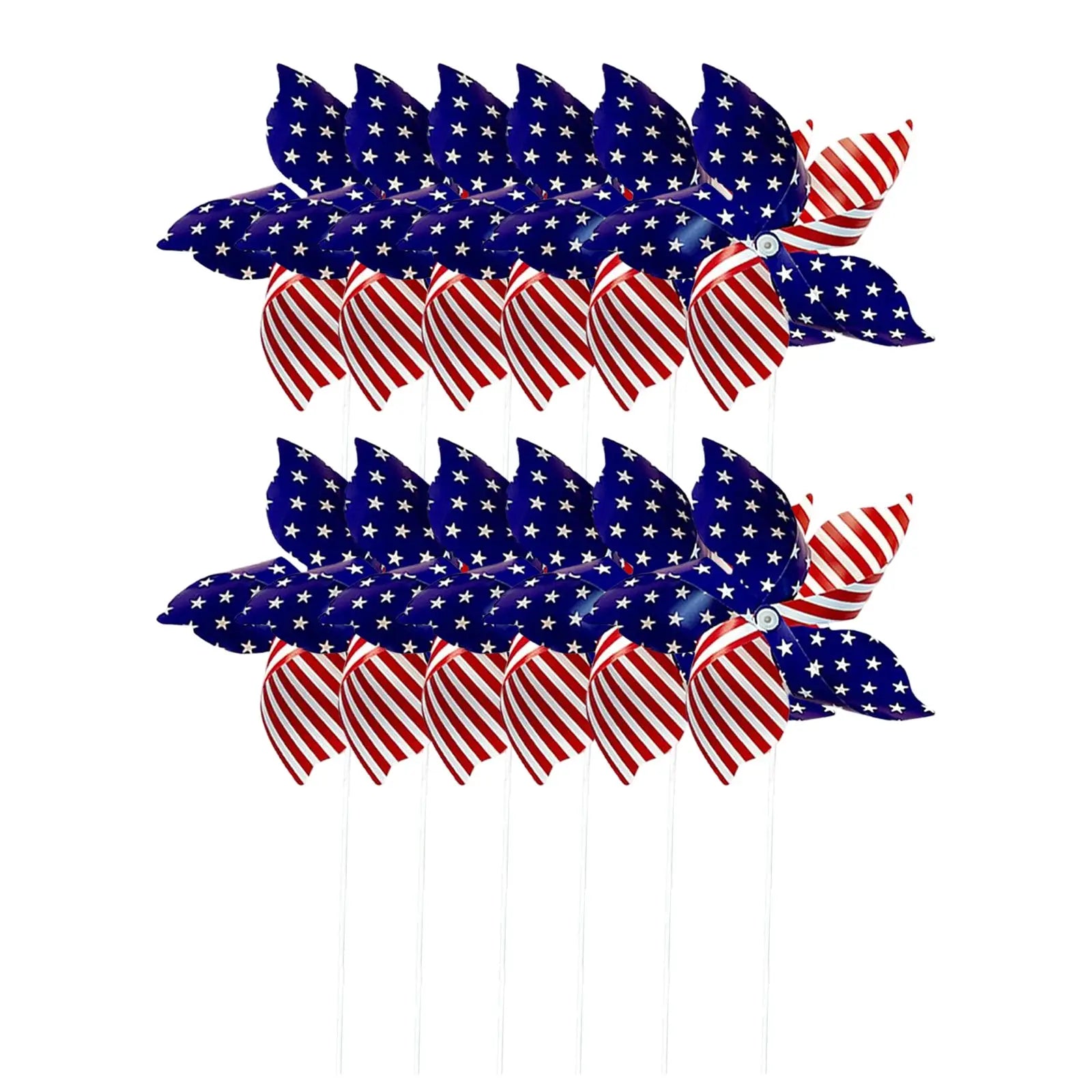 12pcs American Independence Day Handheld Pinwheels, 4th of July Patriotic Red White and Blue Wind Spinners, Holiday Decorations