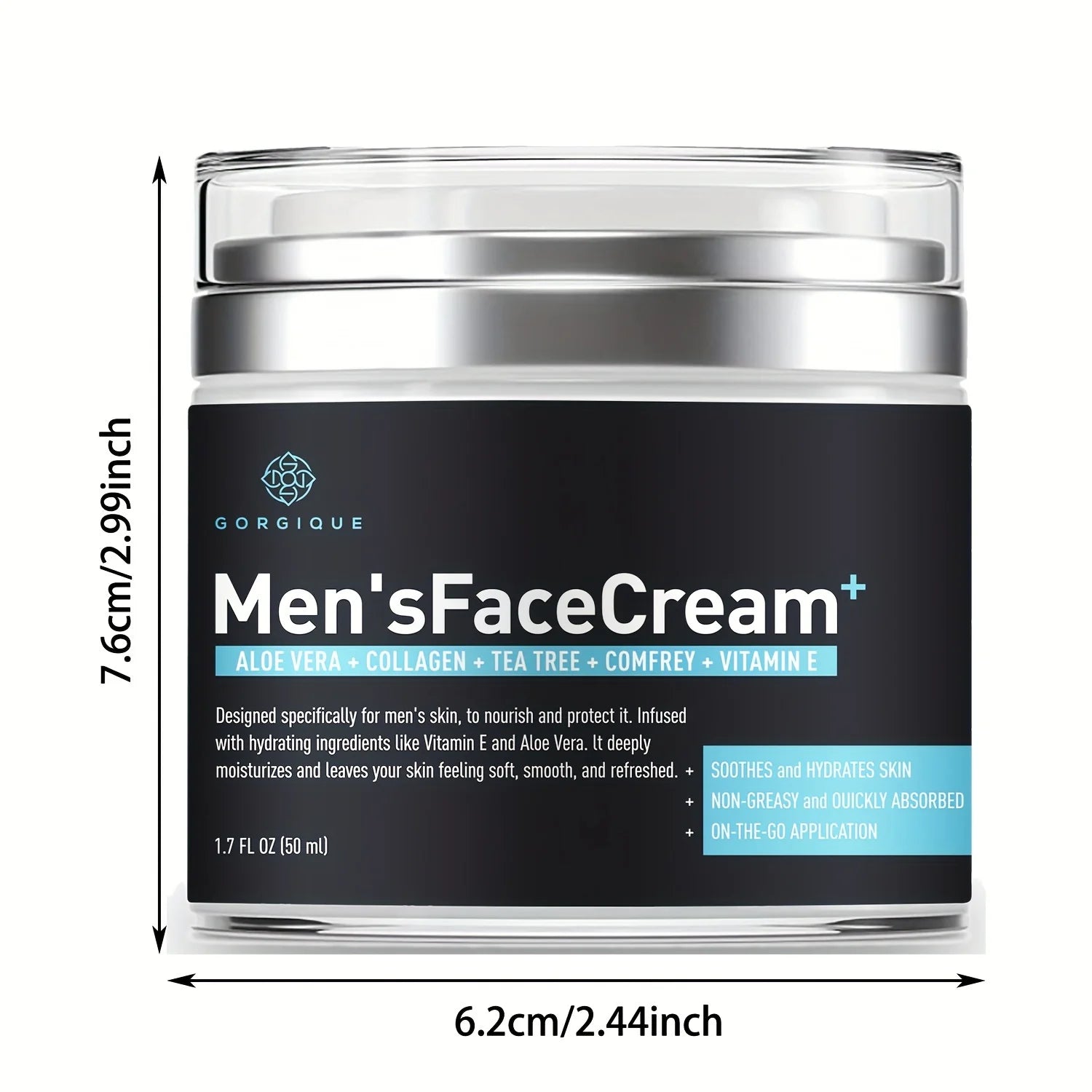 Mens Face Cream Hydrating Face Moisturizer Hyaluronic Acid Collagen Vitamin E Cream