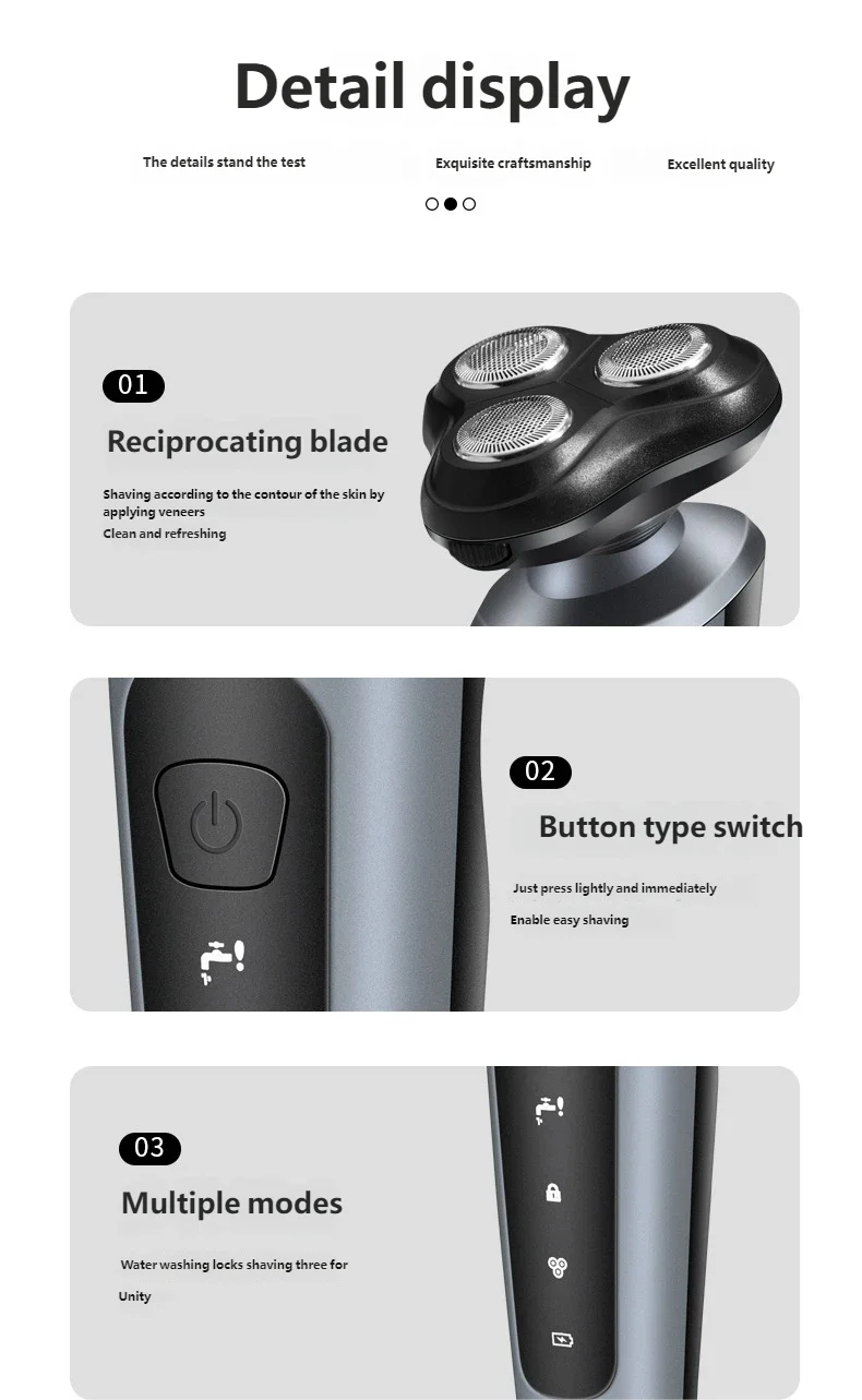Men's Intelligent Rechargeable Shaver Wet/Dry Beard Razor ABS Tondeuse Dissolving Beard Rechargeable Razor for Smooth Skin