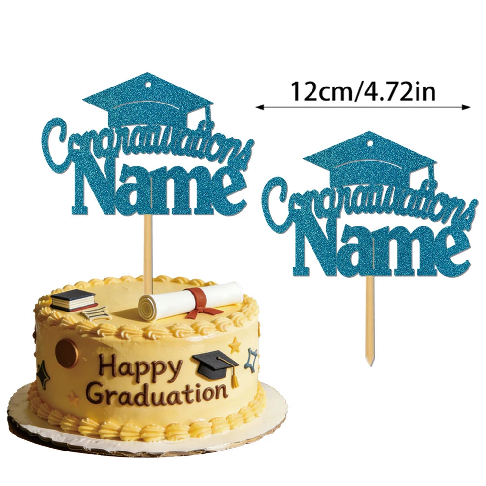 Personalized graduation cake decorations, customizable with your name, are the perfect choice for your 2026 graduation party.