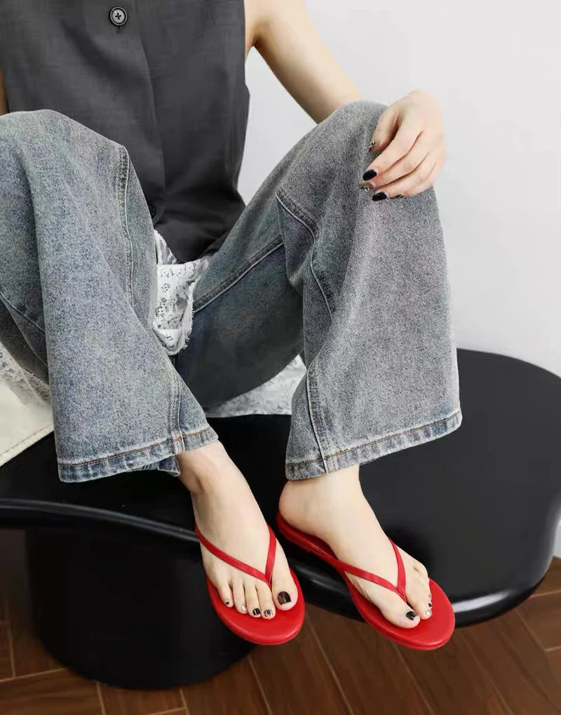 Summer Women Flip Flops Fashion Outside European American Travel Vacation Clip-on Casual Slippers Flat Beach Shoes