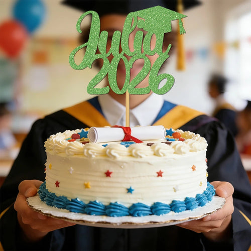 1pcs Customized graduation cake decorations for the Class of 2026, with customizable names, perfect for graduation parties decor