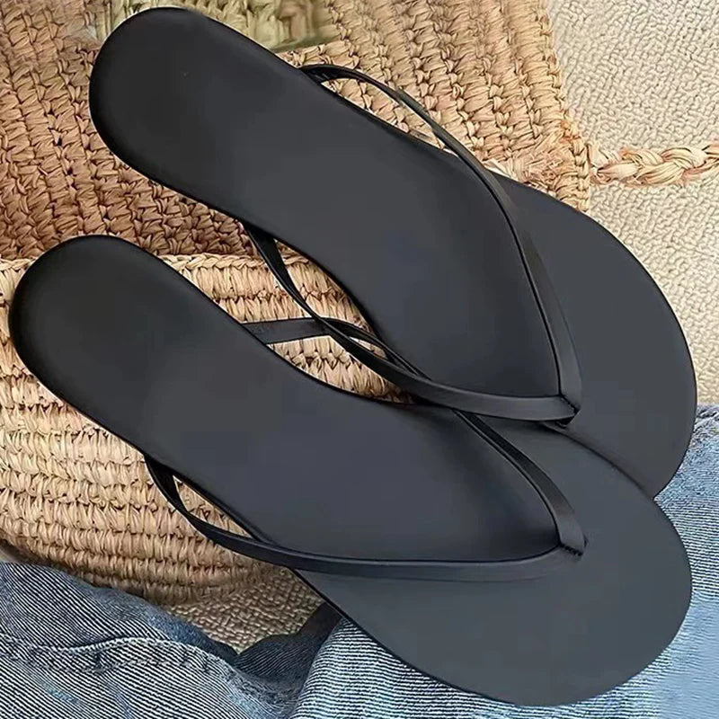 Summer Women Flip Flops Fashion Outside European American Travel Vacation Clip-on Casual Slippers Flat Beach Shoes