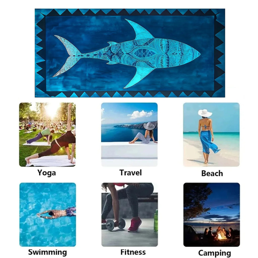 Exquisite Shark-Patterned Beach Towel for Summer Fun! Suitable for towels, bath towels, beach towels
