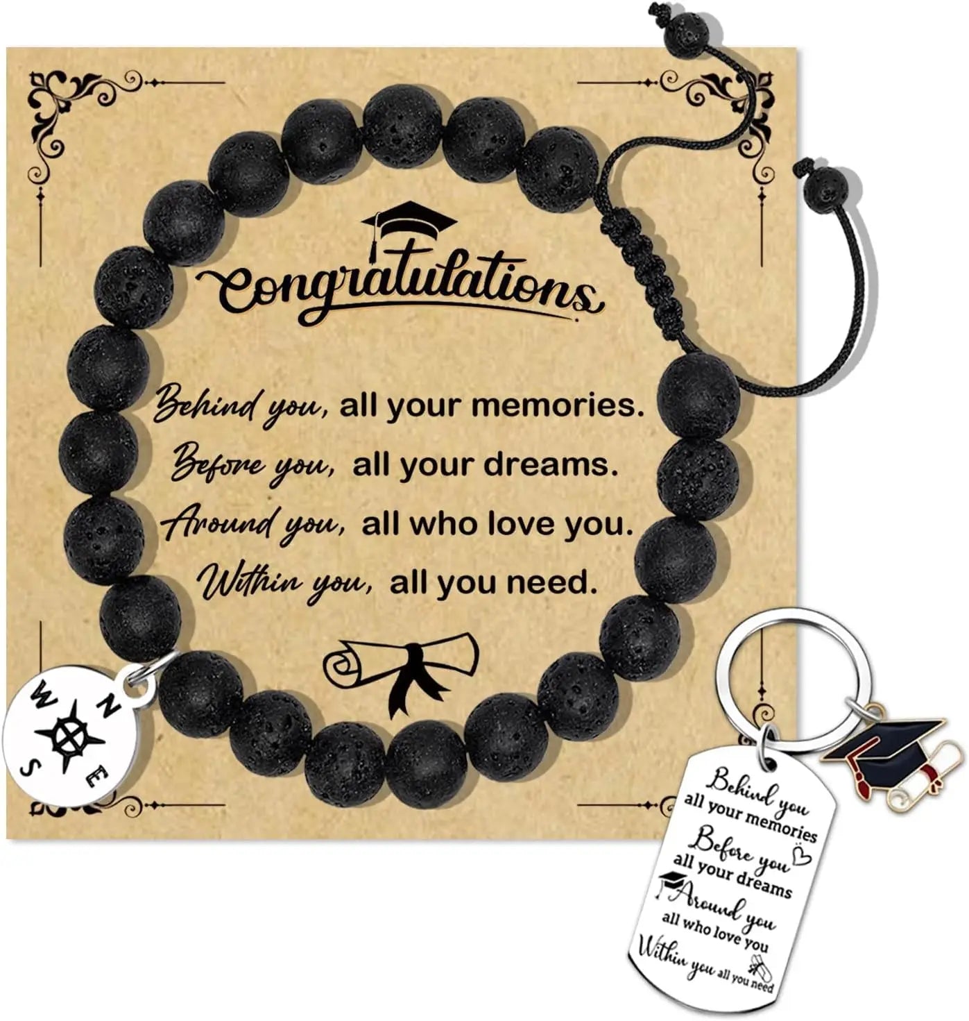 2026 Graduation Gift for Her Him Inspirational Graduation Gifts Bracelets Keychain Graduation Jewelry for Best Friend Student