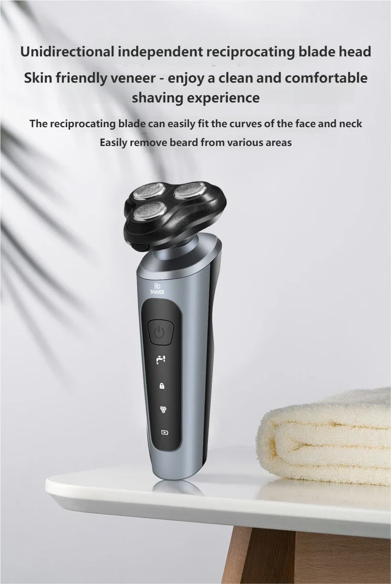 Men's Intelligent Rechargeable Shaver Wet/Dry Beard Razor ABS Tondeuse Dissolving Beard Rechargeable Razor for Smooth Skin