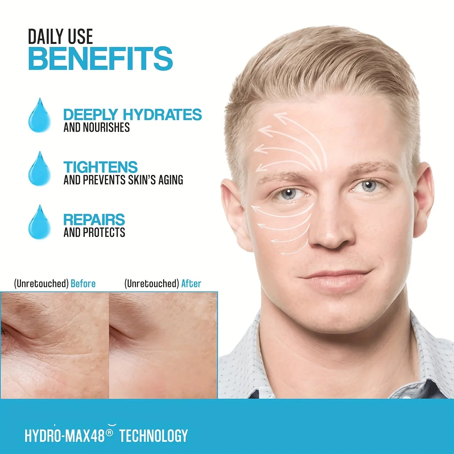 Mens Face Cream Hydrating Face Moisturizer Hyaluronic Acid Collagen Vitamin E Cream