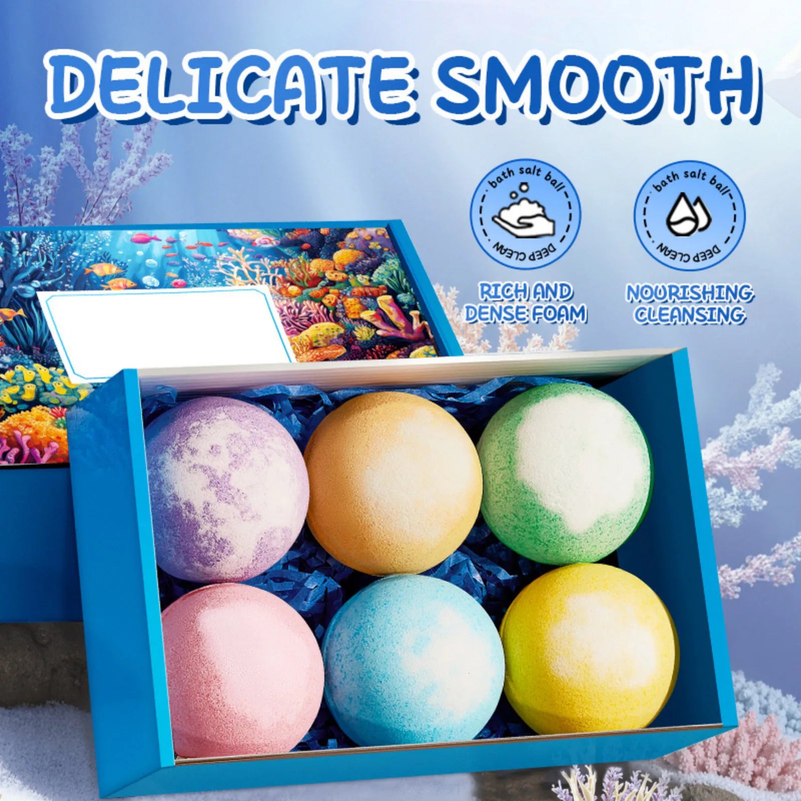 Ocean Fragrance Bath Bomb 6 Pcs Spa Relaxing Cleansing Bath Salt Ball Foam Shower Nourishing Bathing Supplies for Women