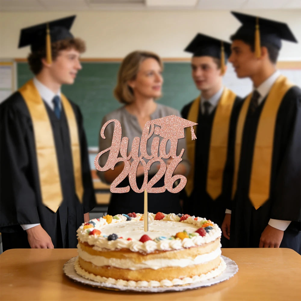 1pcs Customized graduation cake decorations for the Class of 2026, with customizable names, perfect for graduation parties decor