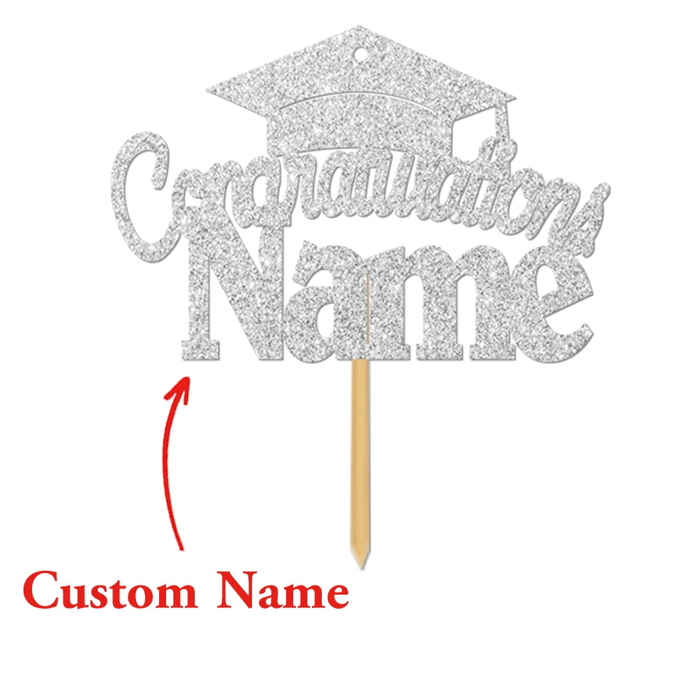 Personalized graduation cake decorations, customizable with your name, are the perfect choice for your 2026 graduation party.
